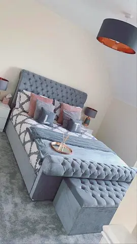 Elegant Grey Bed Set with Storage