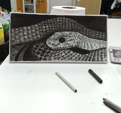 Artistic charcoal Drawing of a Snake