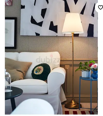 Floor lamp, brass/white