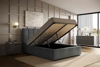 Dark gray 180*200 king size bed with hydroloc storage