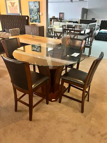 Elegant Glass-Top Dining Table with Chairs