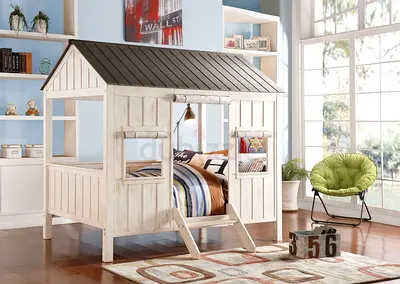 Charming Wooden Kids House Bed