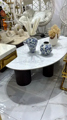Modern Oval Coffee Table with Unique Base