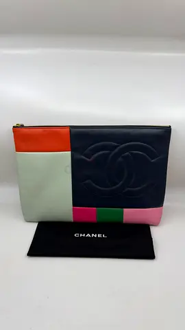 Chanel Colour-block Leather CC Zip Pouch