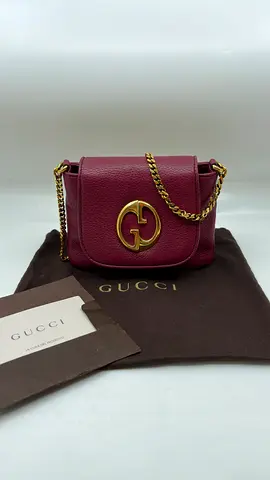 Gucci Metallic Burgundy Leather Small 1973 Chain Crossbody Bag