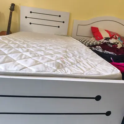 White Bed with Mattress for Sale