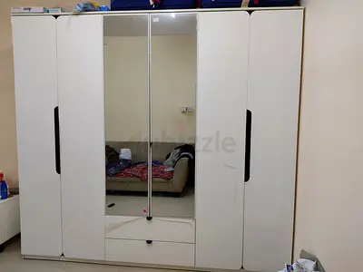 Spacious White Wardrobe with Mirrors