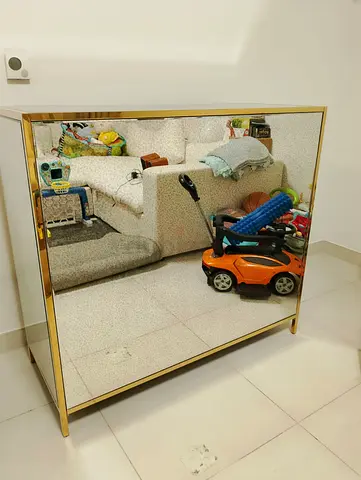 Luxury Mirrored Bar Cabinet – Gold Finish | Home Centre | Excellent Condition