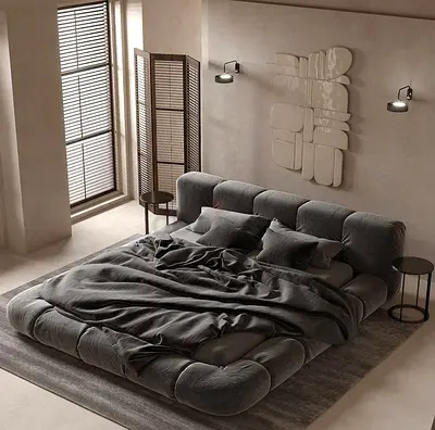 Modern Upholstered Bed Set with Stylish Accessories