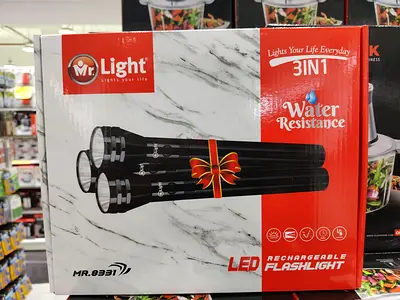 MR light 6000mah battery LED Rechargeable Flashlight Set - 3 in 1 quantity available