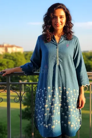 Traditional Blue Floral Tunic