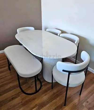 Classy Designer Marble Dining Table with wooden base