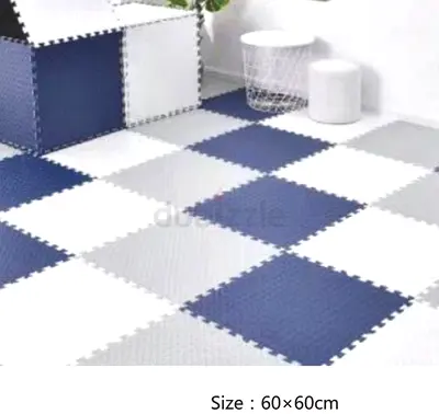 Colorful Interlocking puzzle Foam Play Mat, 60x60 mat , floor mat for Kids Blue and White