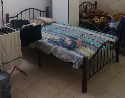 Simple Wood  Metal Bed Frame with Mattress