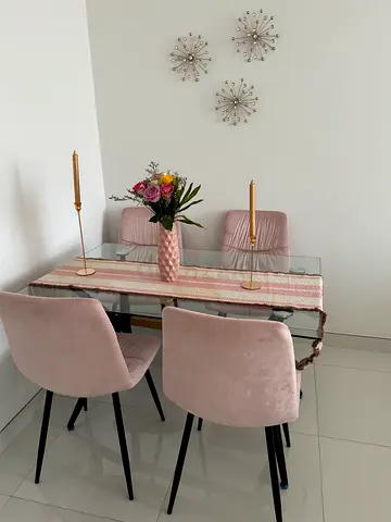 Elegant Glass Top Dining Table with Stylish Chairs