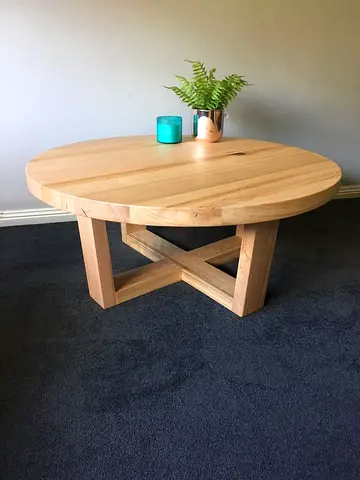 Custom MDF coffee Round Console Table with Fluted Pedestal Base