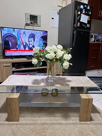 Modern Glass Table with Floral Arrangement