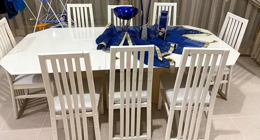 Elegant White Dining Set with Chairs