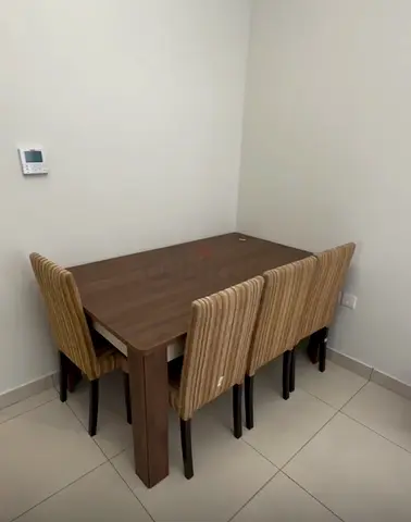 Wooden Dining Table with 4 Fabric Wooden Chairs