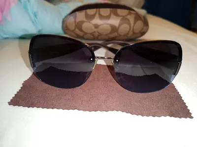 COACH Sunglasses with Case - HC 7011 Brandi - Dark Silver Grey