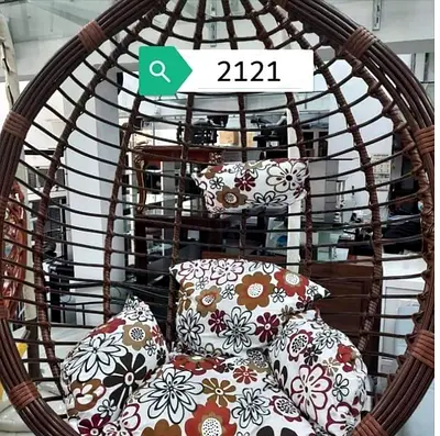 Cozy Hanging Chair with Floral Cushion Design