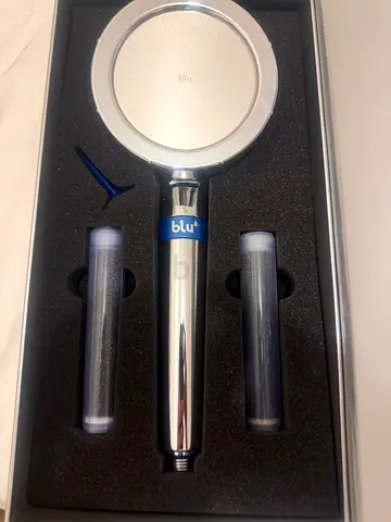 Ionic blue shower head with filter