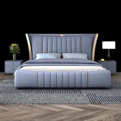 Elegant Modern Bed with Stylish Headboard