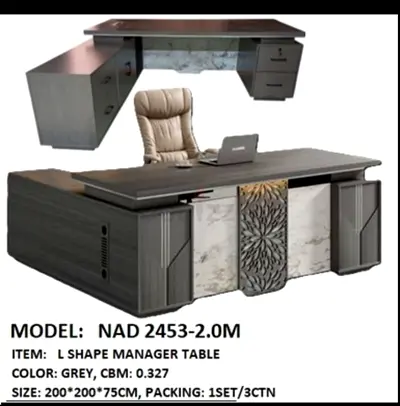 Stylish Grey L-Shaped Manager Table