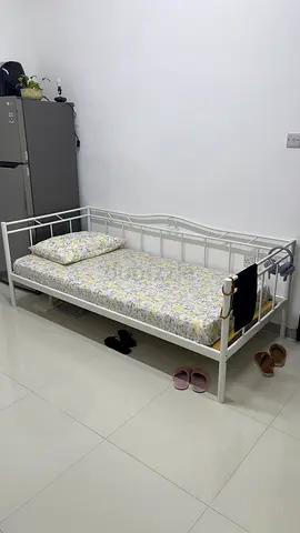 Compact White Bed Frame from ikea and mattress
