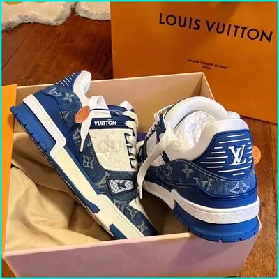 LV Style Blue Denim Sneakers – Premium Casual