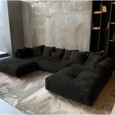Elegant beautiful 4 seater L shape soffa with ottamn