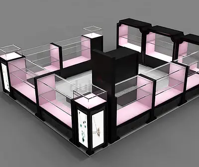 Elegant Black  Pink Modular Jewelry Kiosk