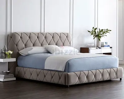 Elegant King Size Bed in Soft Fabric