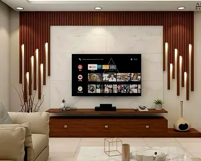 Contemporary Wood Slat TV Unit