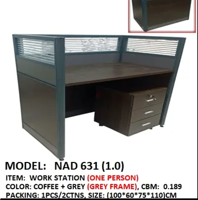 Stylish Coffee  Grey Work Station for One Person