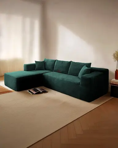 Modern Sectional Sofa in Deep Green for sale