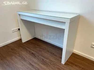 Stylish White Desk with Glass Top