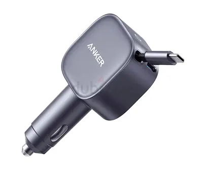 Anker USB-C Car Charger, 75W Max Ultra-Compact Type-C Fast Car Charger with Built-In Retractable Cab