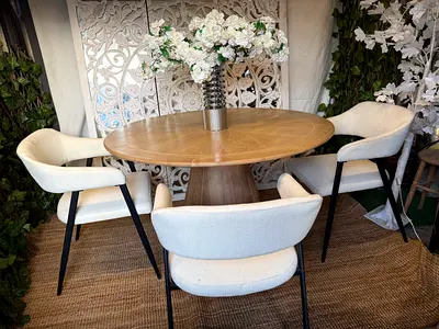 Crate and Barrel Palisades dining table with 3 chairs (home center ) . Perfect condition .