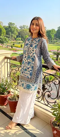 Elegant Blue and White Kurta only kurta original Shaphire branded