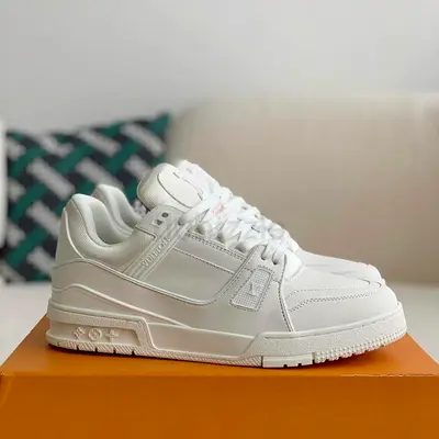 LV Style All White Sneakers – Clean Classic