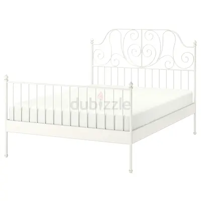 Ikea Elegant White Metal Bed Frame