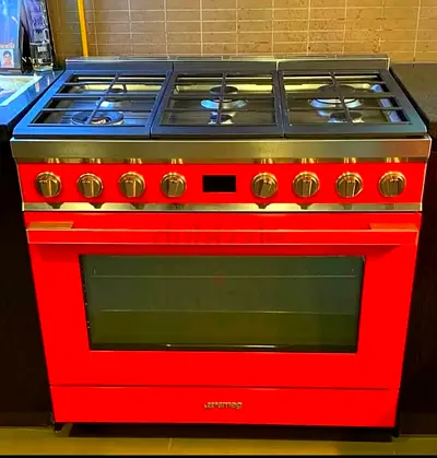 Smeg Portofino 6-Burner Gas Electric Range Cooker in Red