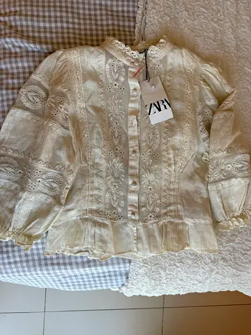 Zara Vintage-Inspired beige top