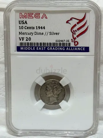 USA 10 cents silver coin 1944 70 AED