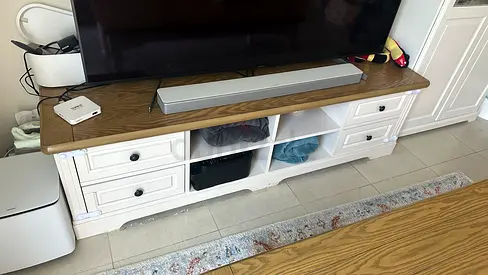 Solid wood TV table with drawers