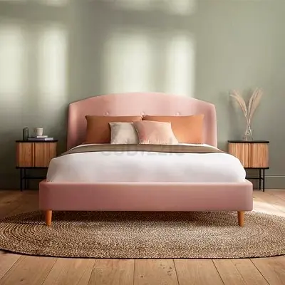 Custom Boucle Fabric Bed Frame For Sale Luxury Pink Bed On Sale