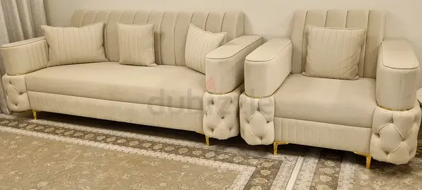 Elegant Fabric Sofa Set with Cushions