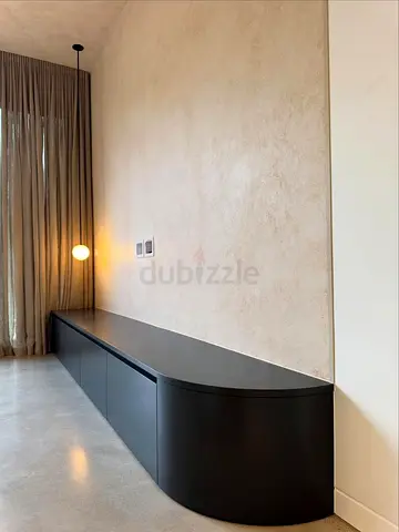 Pure Contour Floating Media Console with Architectural Finish black glossy