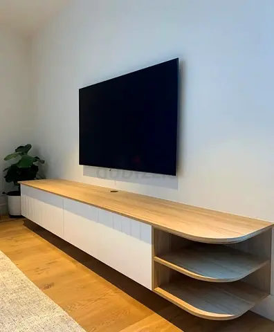 Bespoke Curved MDF Media Unit with Decorative Fluted Finish